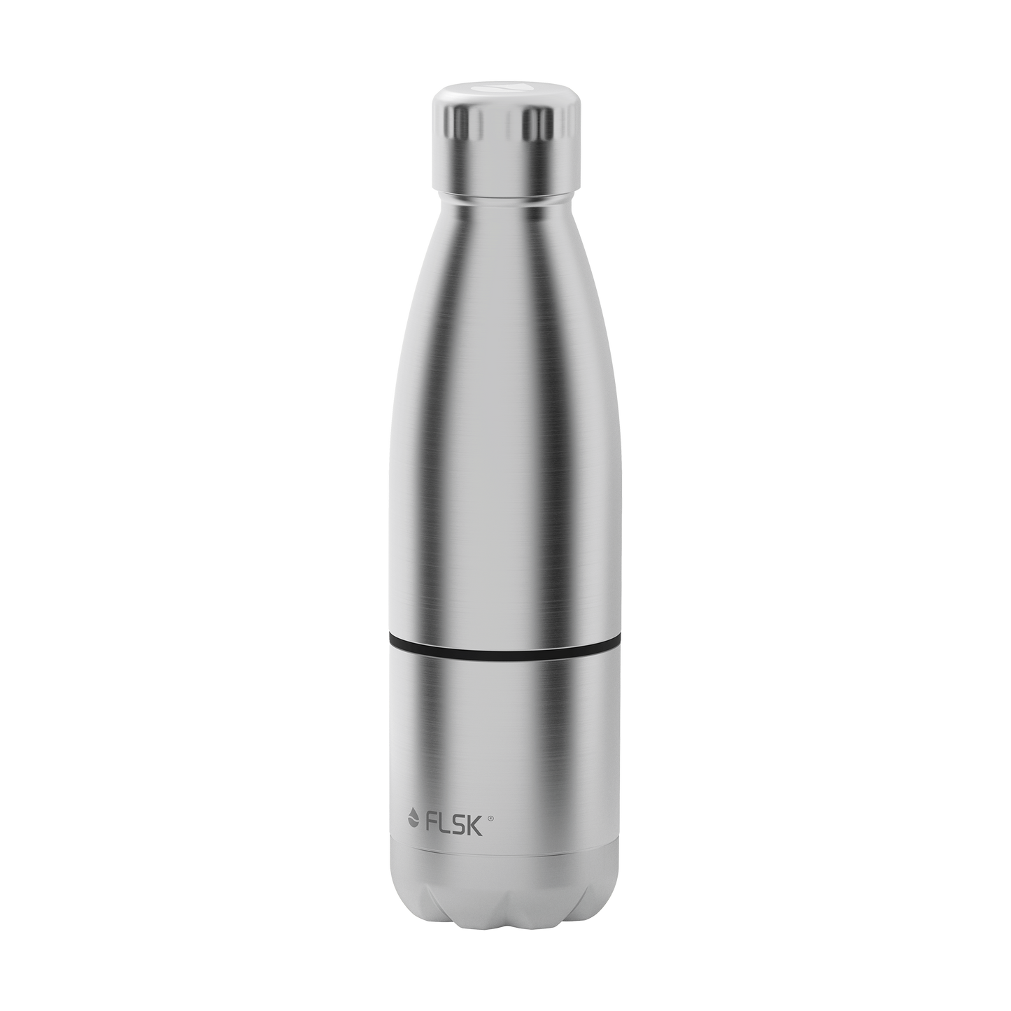 FLSK Trinkflasche mit Becher aus Edelstahl stainless